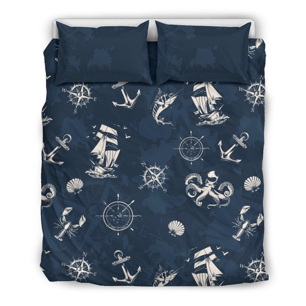 Nautical Sea Themed Print Bedding Set