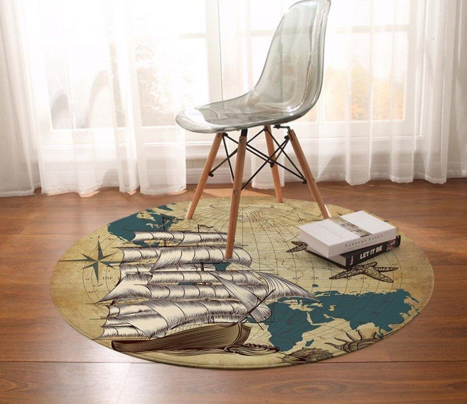 Nautical Ship Round Carpet