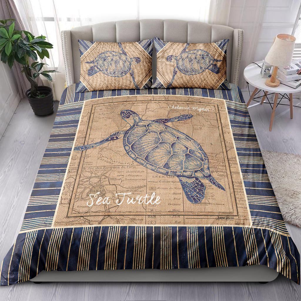 Nautical Stripes Sea Turtle Bedding Set