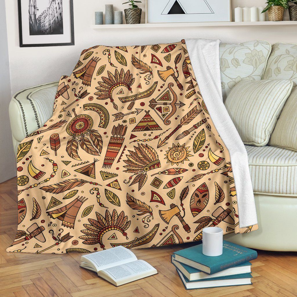 Navajo Tribal Aztec Native Indians American Pendleton Sherpa Fleece Blanket