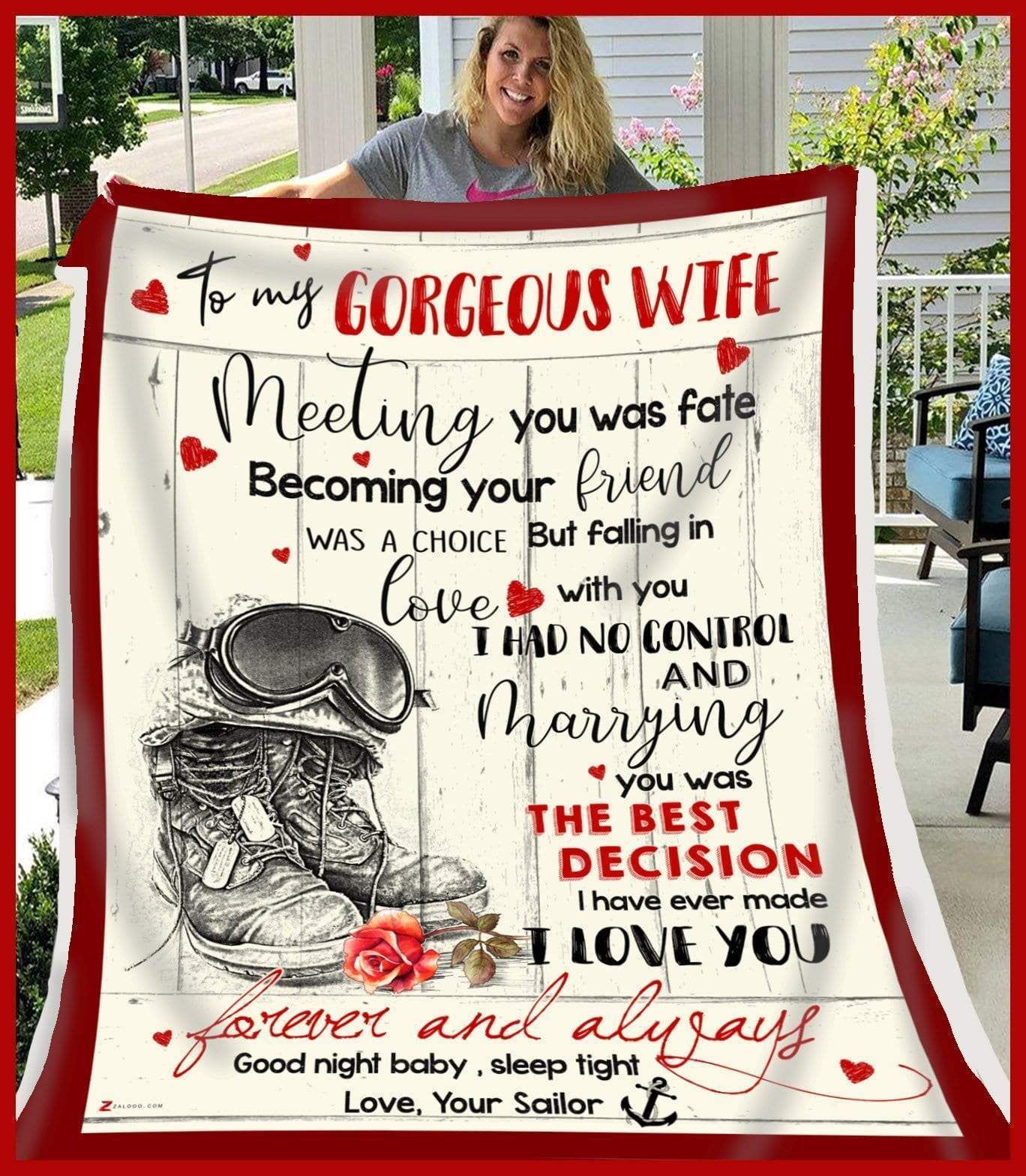 Navy Blanket Gift For Wife Marrying You Was The Best Decision