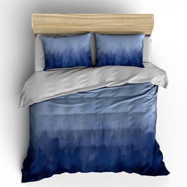 Navy Blue Watercolor Bedding Set