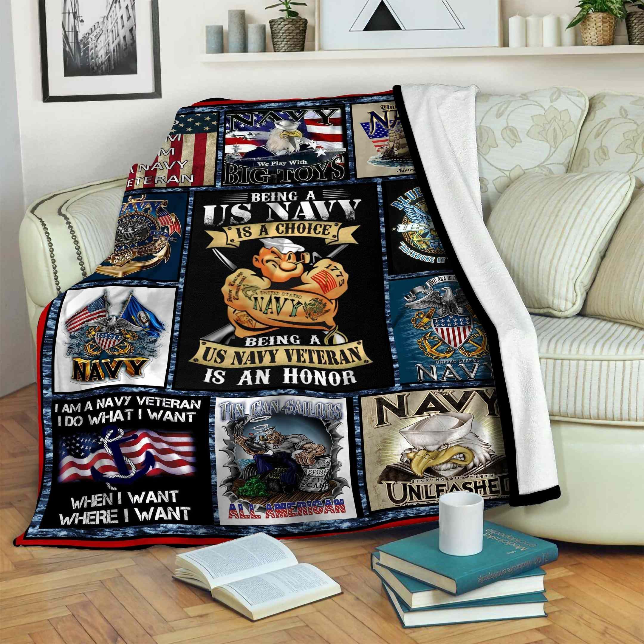 Navy Fleece Blanket