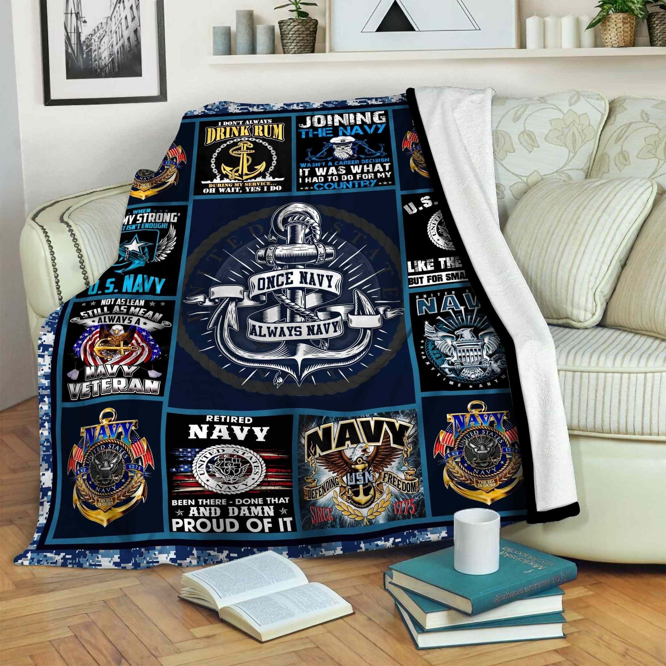 Navy Fleece Blanket