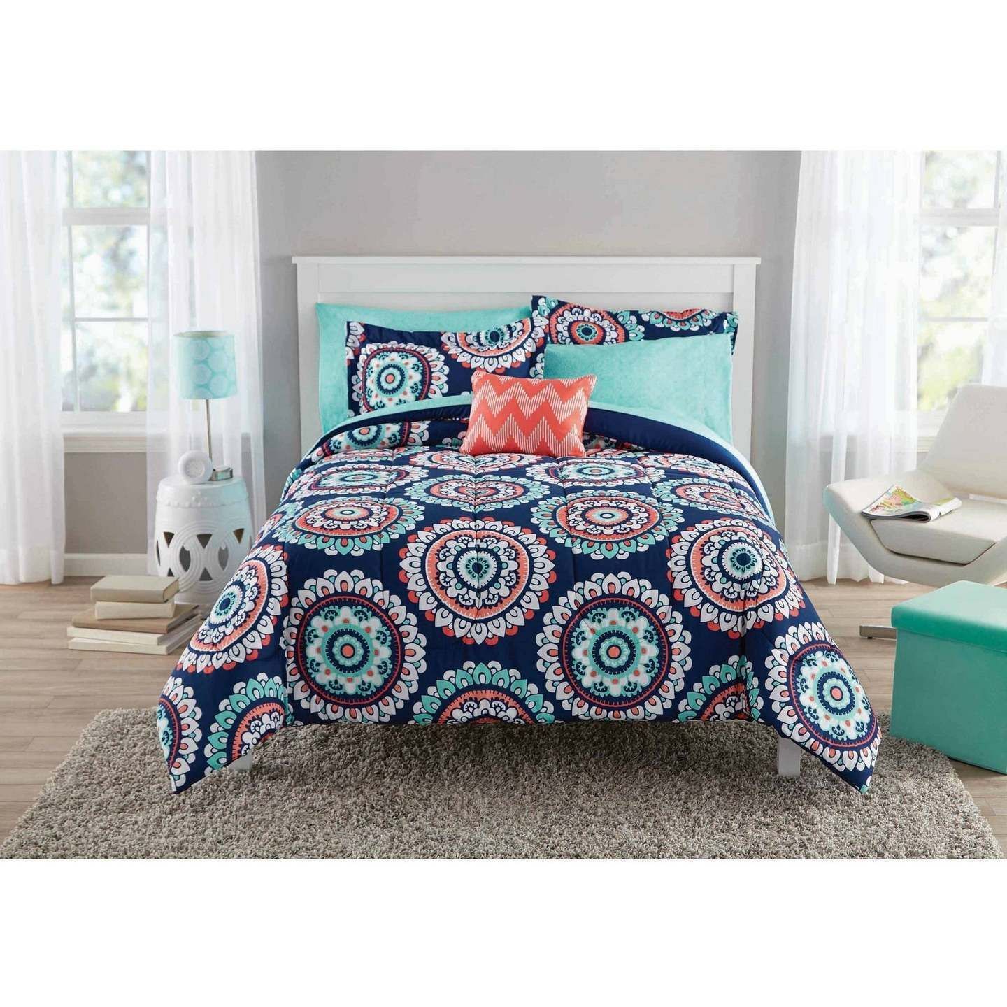 Navy Medallion Bedding Set