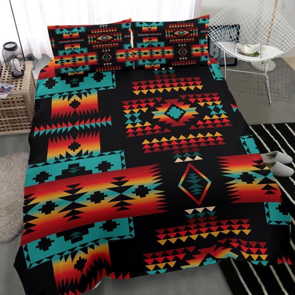 Navy Native Tribes Pattern Native American Bedding Set