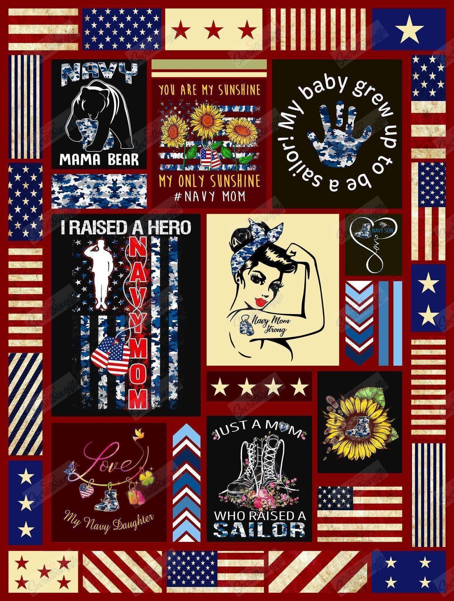 Navy Strong Mom Daughter Fleece Blanket