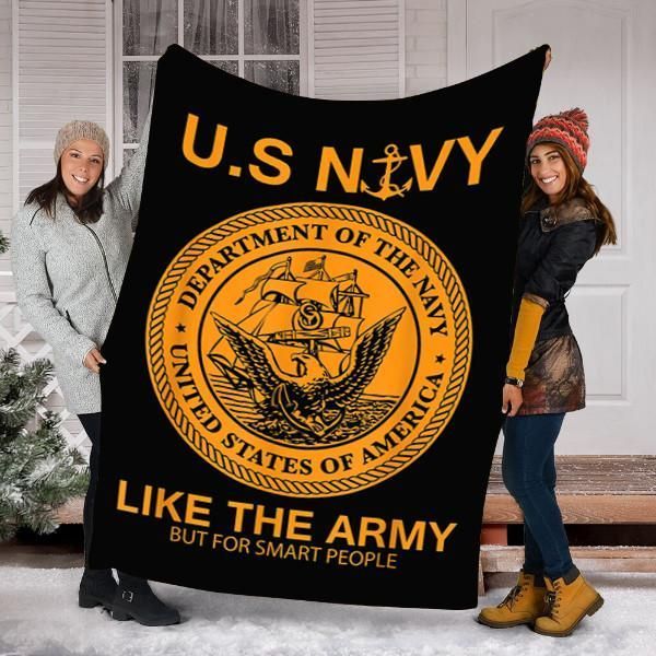 Navy United States Sherpa Fleece Blanket