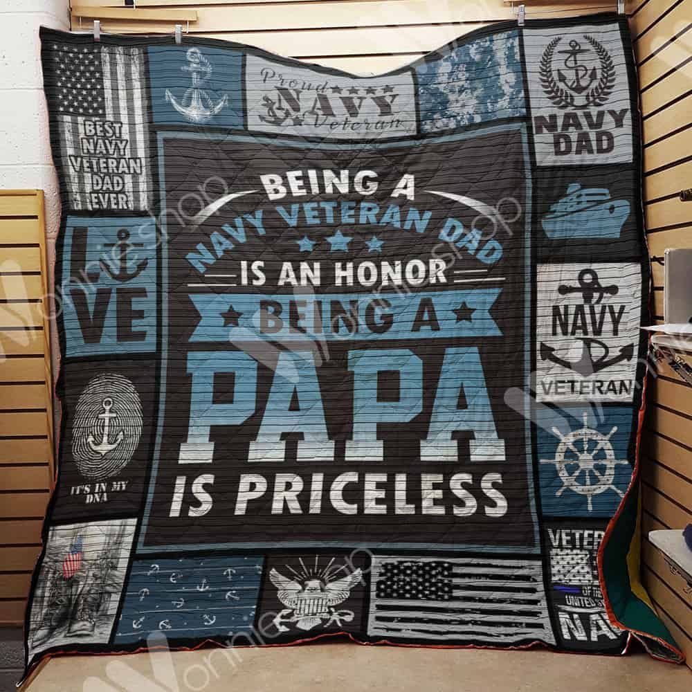 Navy Veteran Dad 2 GS-CL-ML0111 Quilt Blanket