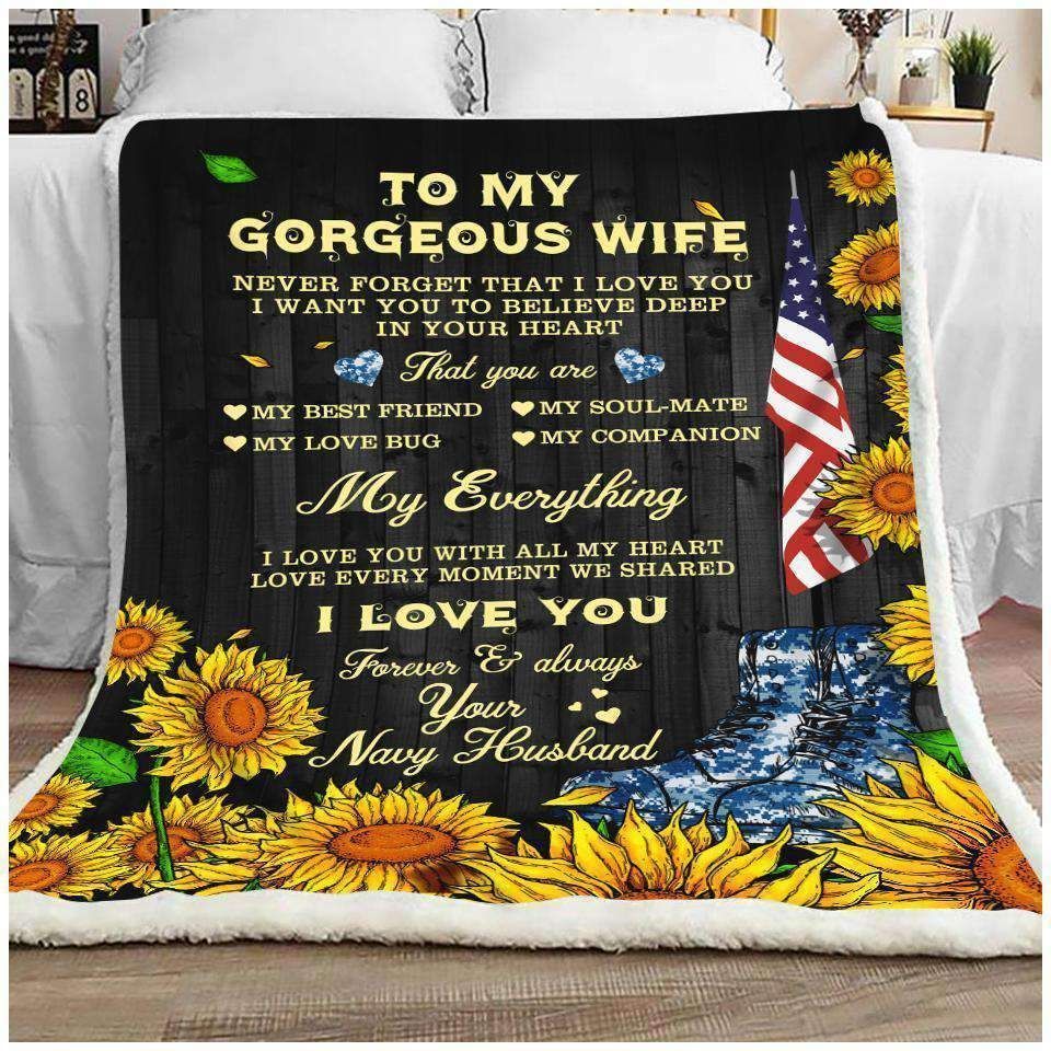 Navy Veteran For Wife Sherpa Fleece Blanket