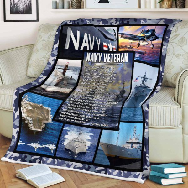 Navy Veteran Gifts Sherpa Fleece Blanket
