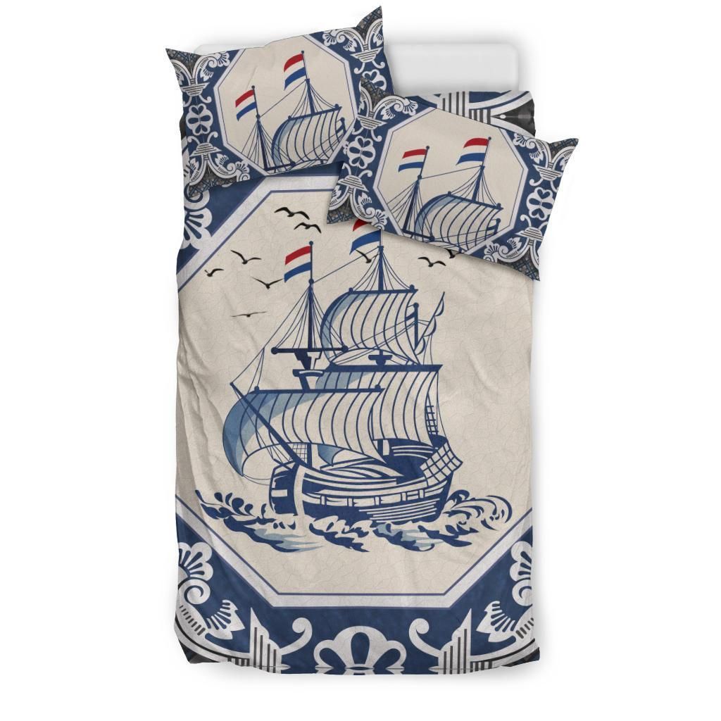 Nederland Dutch Boat Delft Blue Bedding Set