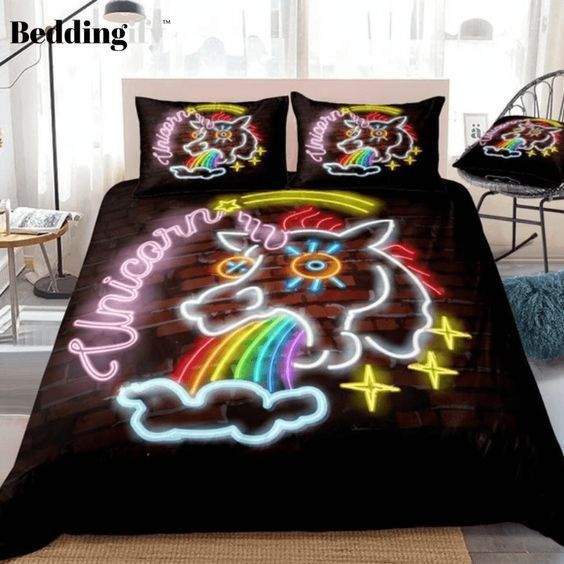 Neon Light Unicorn Bedding Set