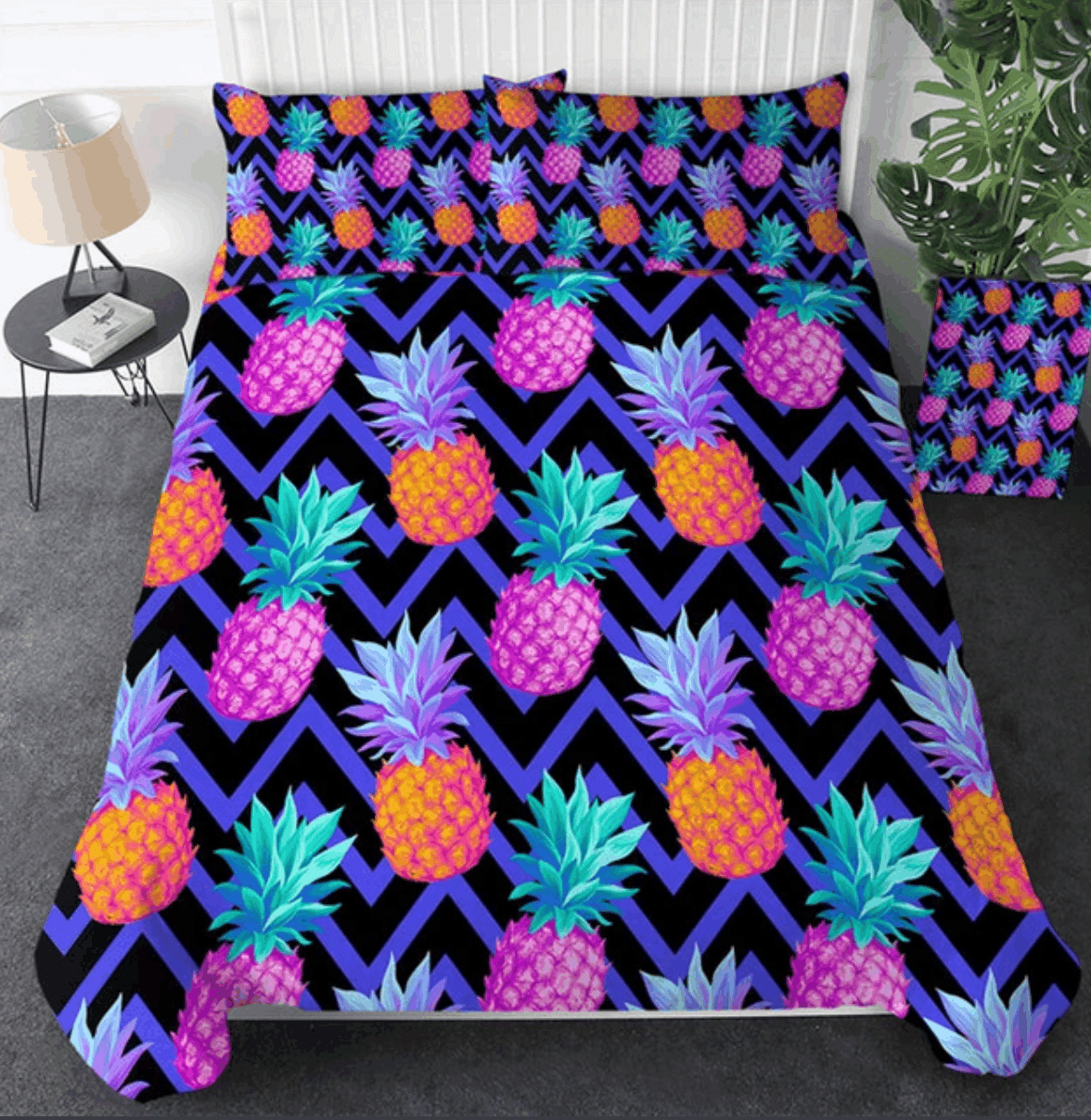 Neon Pineapples Bedding Set