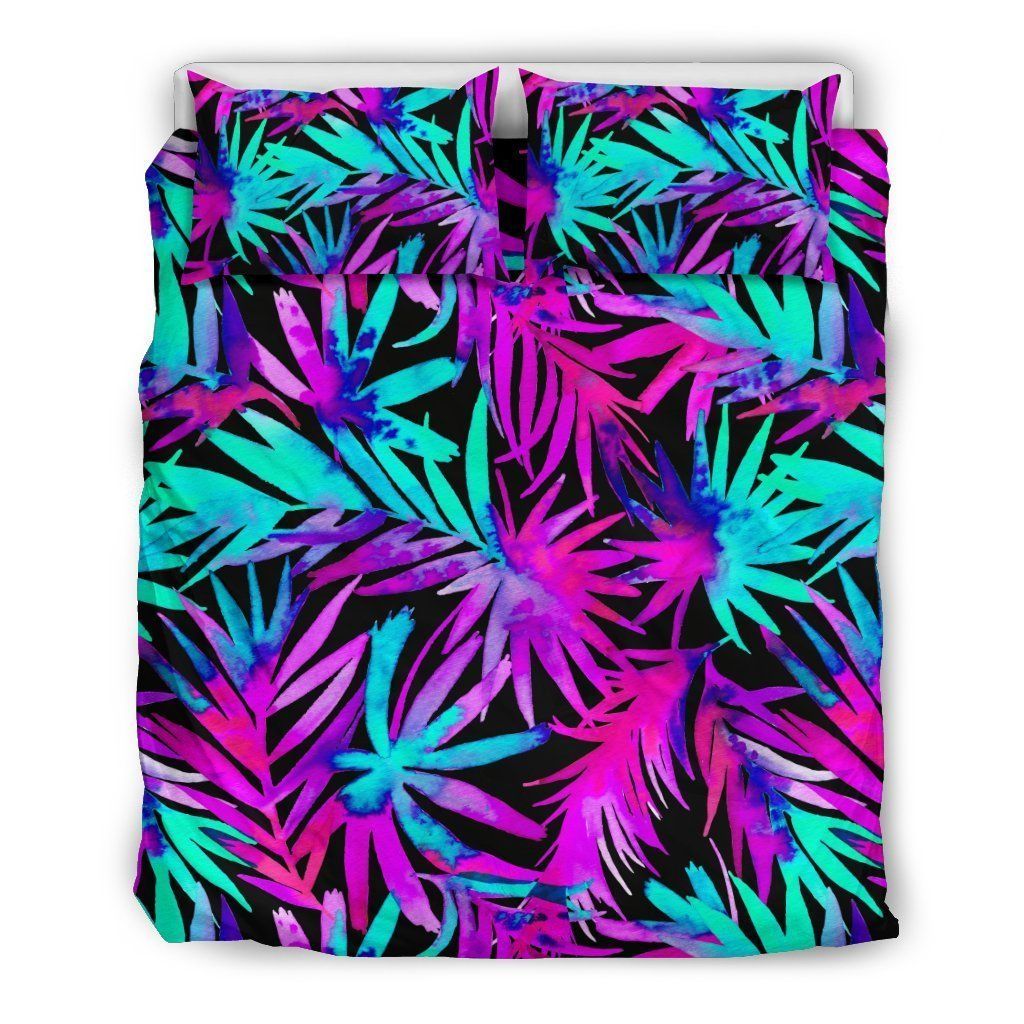 Neon Tropical Palm Leaves Hawaiian Cool Design Comfortable Bedding Set