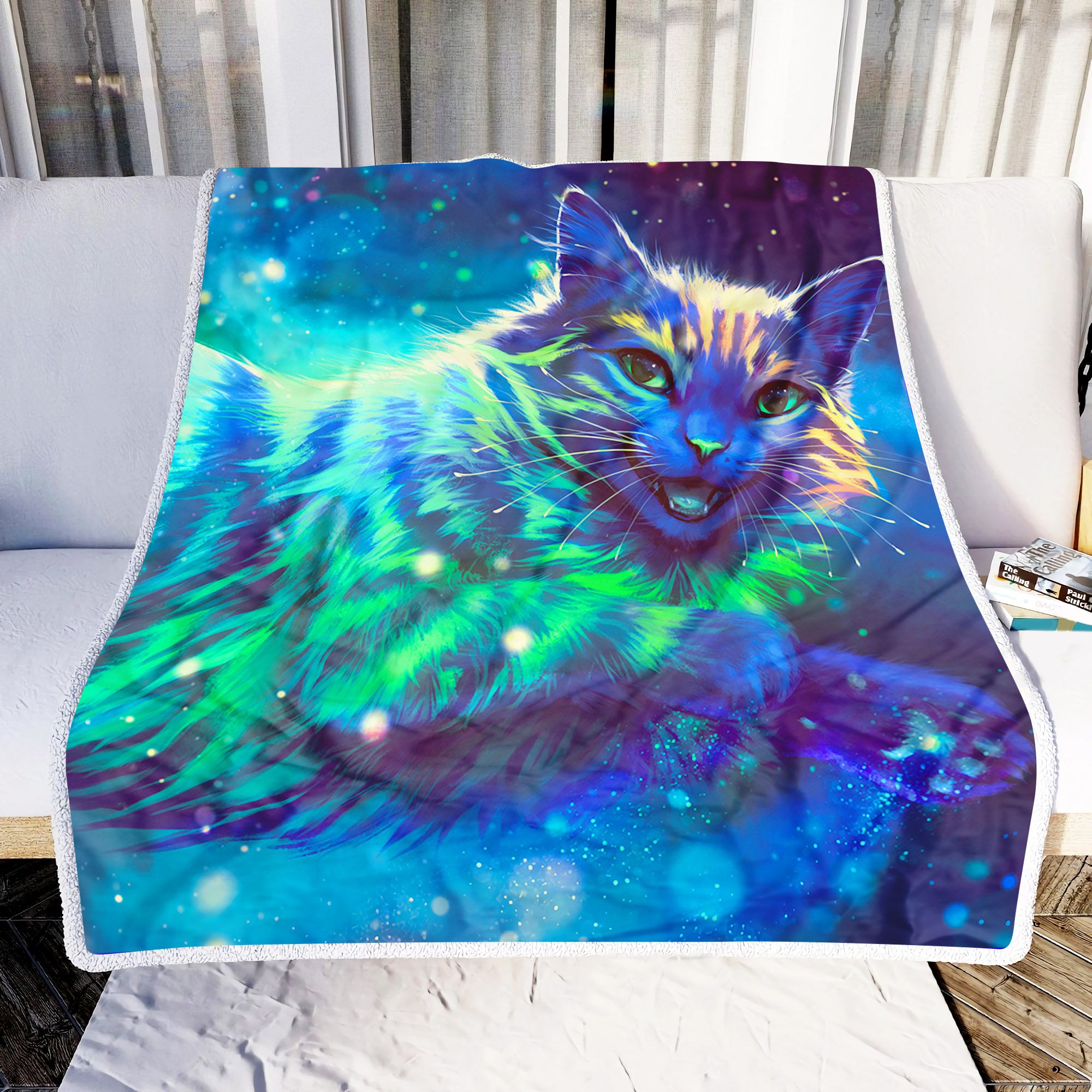 Neon Wolf Fleece Blanket