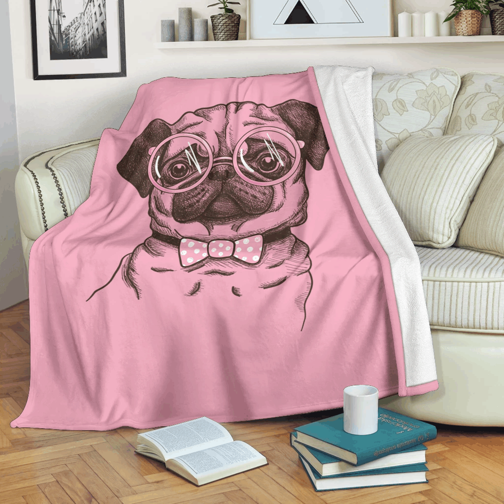 Nerd Pug Sherpa Fleece Blanket