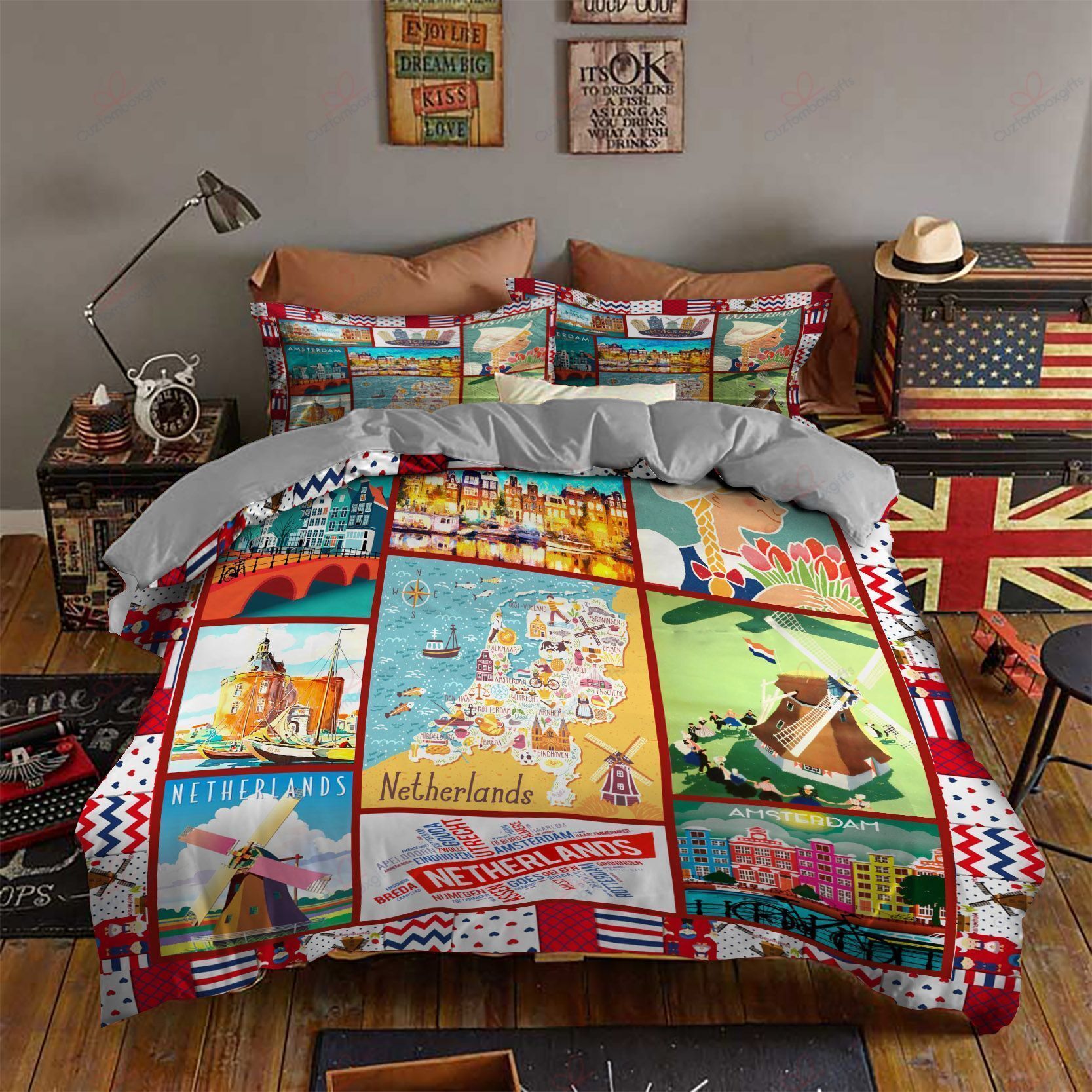 Netherland Trip Printed Bedding Set
