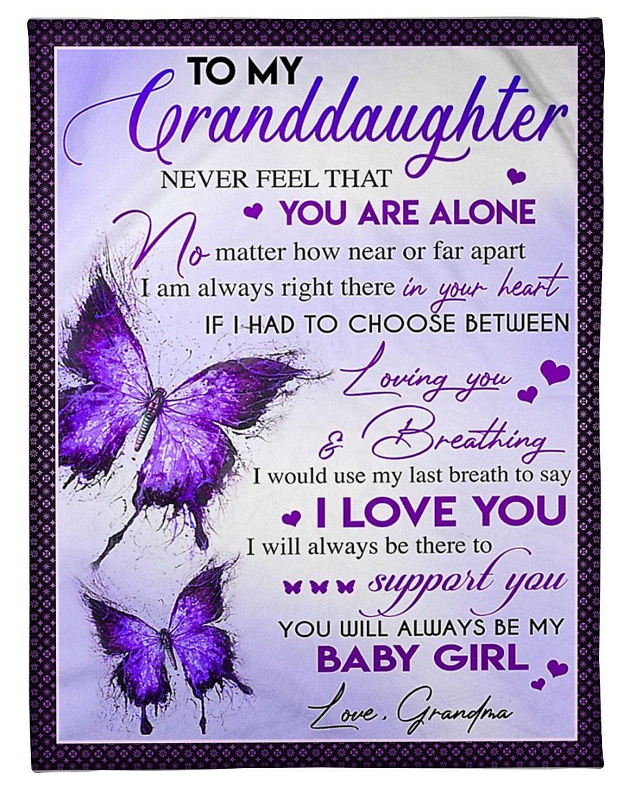 Never Feel That You’re Alone Purple Butterflies Fleece Blanket Fleece Blanket