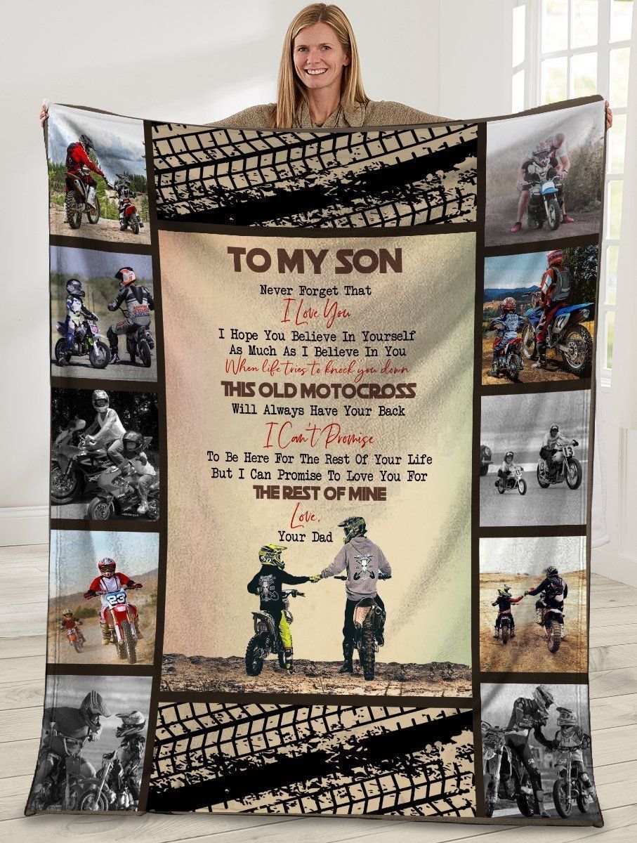 Never Forget That I Love You Dad And Son Motorbike Fleece Blanket