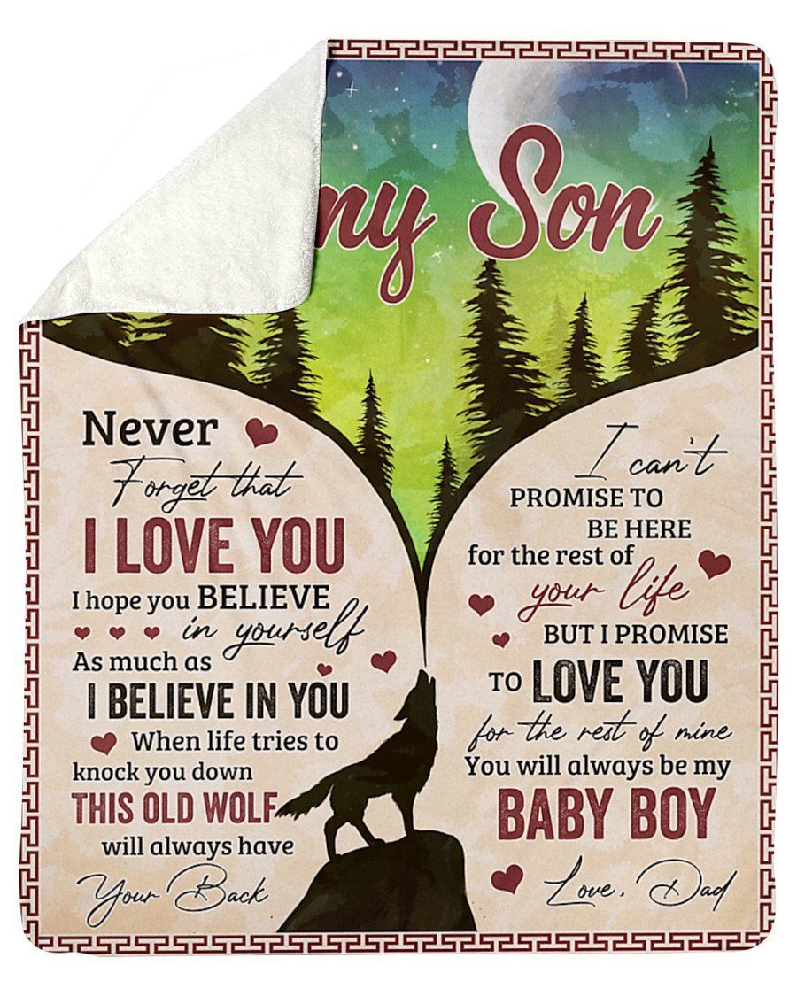 Never Forget That I Love You Wolf Dad To Son Sherpa Blanket