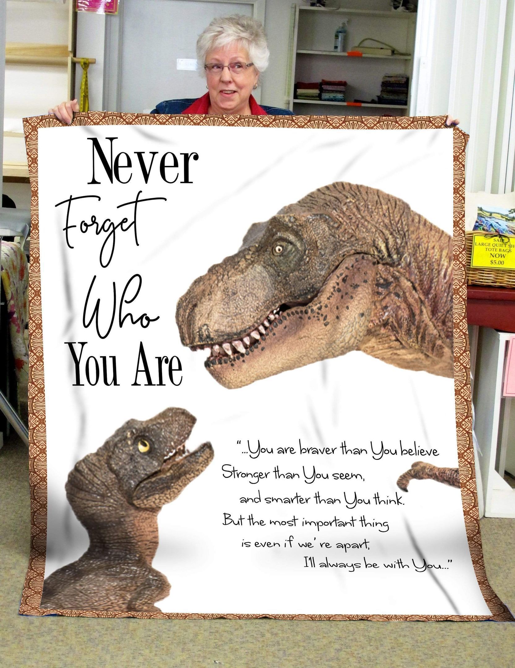 Never Forget Who You Are T Rex Fleece Blanket Gift For Daughter
