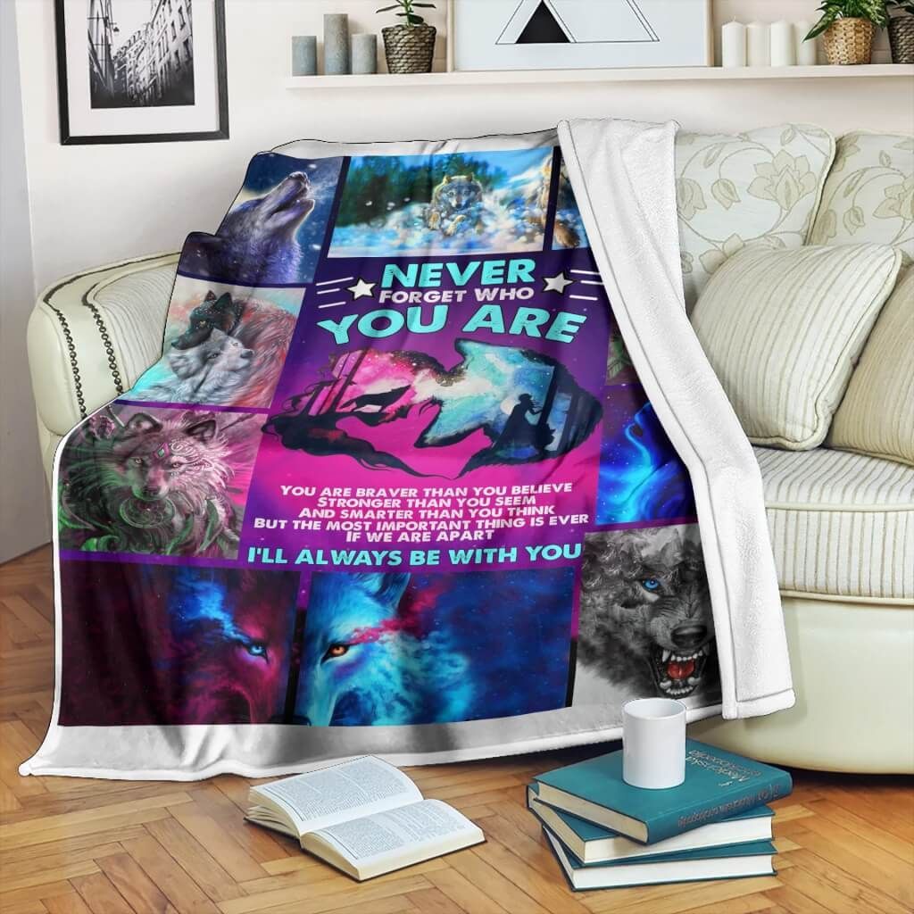 Never Forget Who You Are Wolf Sherpa Fleece Blanket