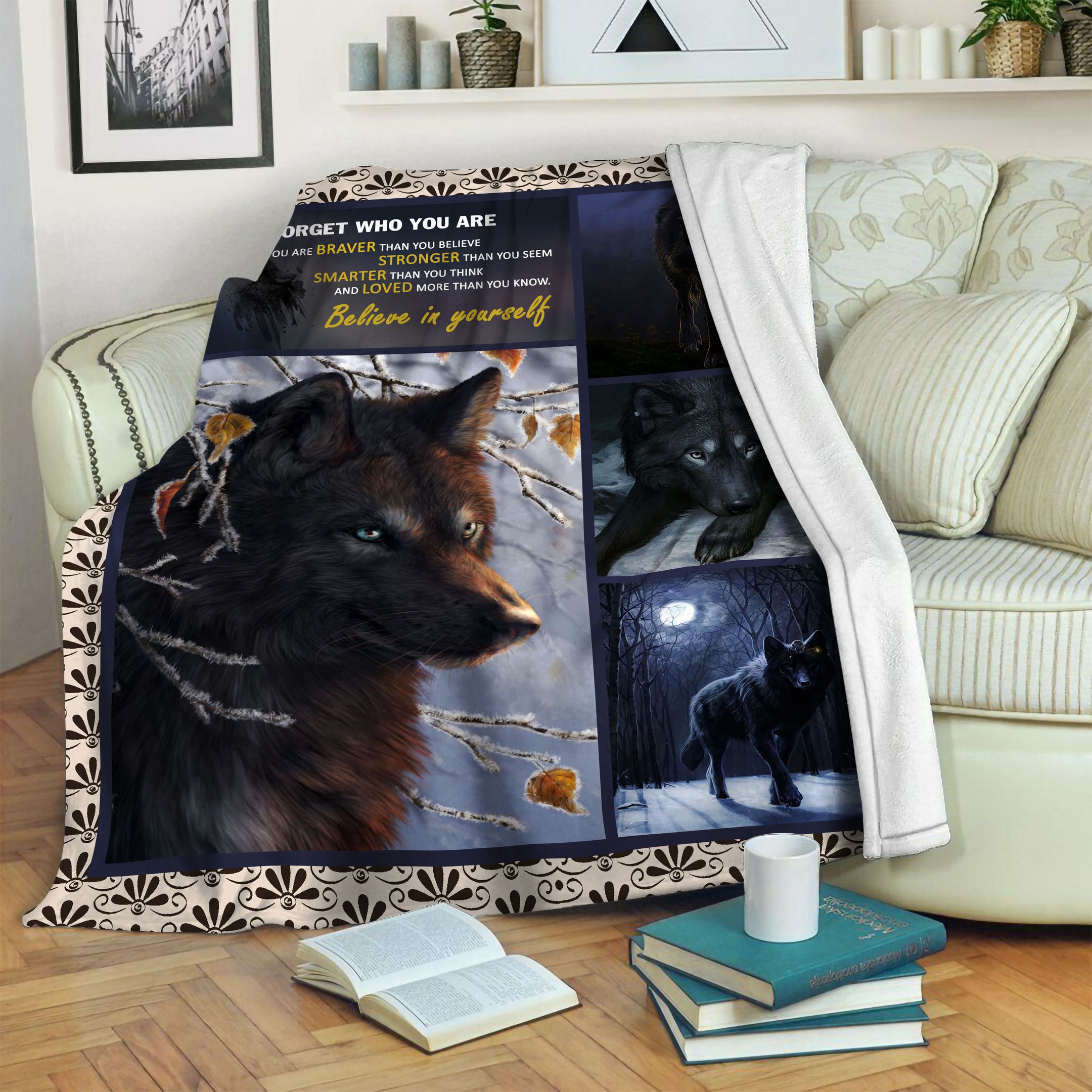 Never Forget Who You Are Wolf Fleece Blanket