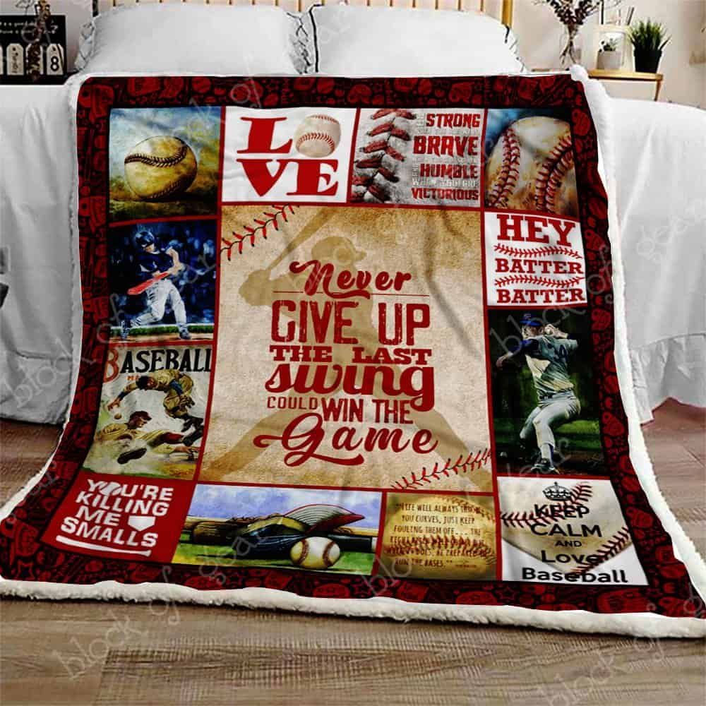 Never Give Up Baseball Fleece Blanket