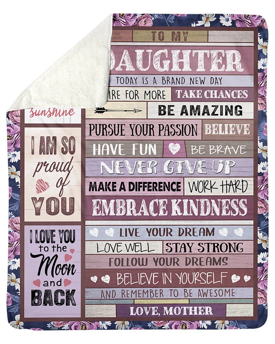 Never Give Up Fleece Blanket To Daughter Sherpa Blanket
