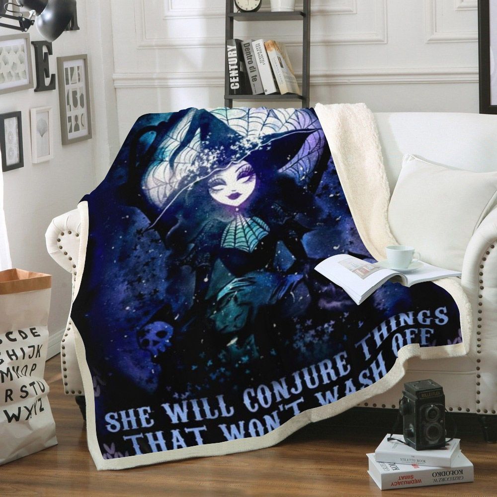 Never Tempt A Witch Christmas Sherpa Fleece Blanket