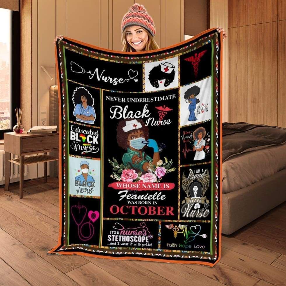 Never Underestimate Black Nurse Who Name Is Feanielle Fleece Blanket Giving Nurse