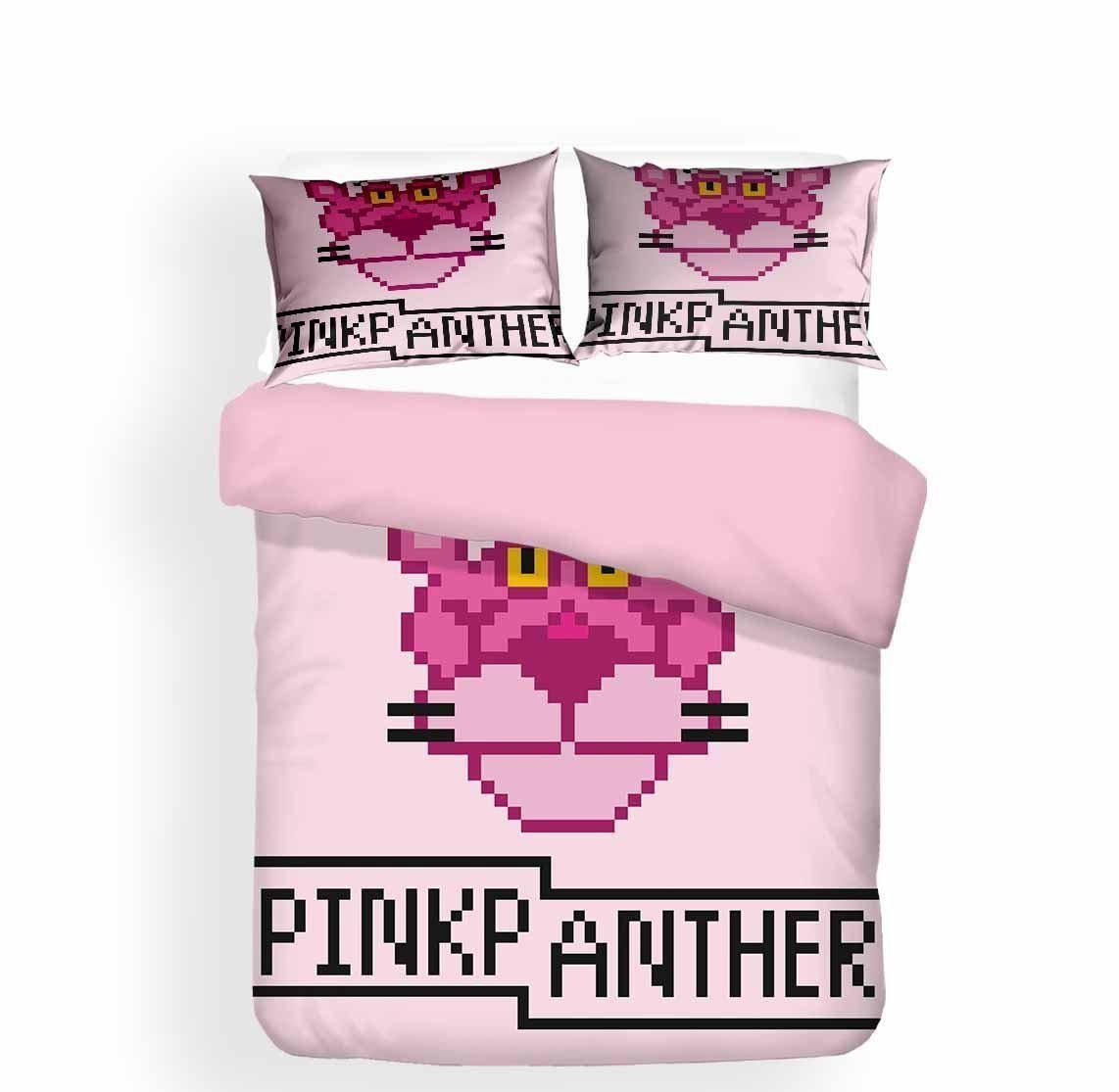 New 2020 Lovely Pink Panther Print Pink Set Bed Cover Bedding Set