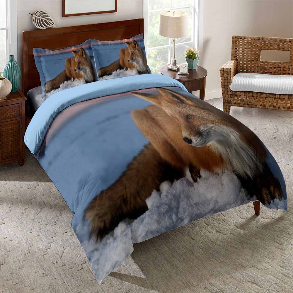 New Cartoon Fox Blue Duvet Cover Set Bedroom Decor