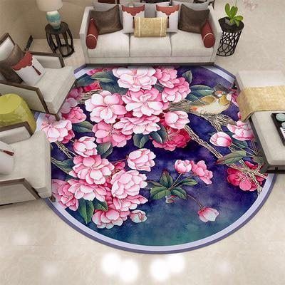 New Chinese Style Flower Round Carpet