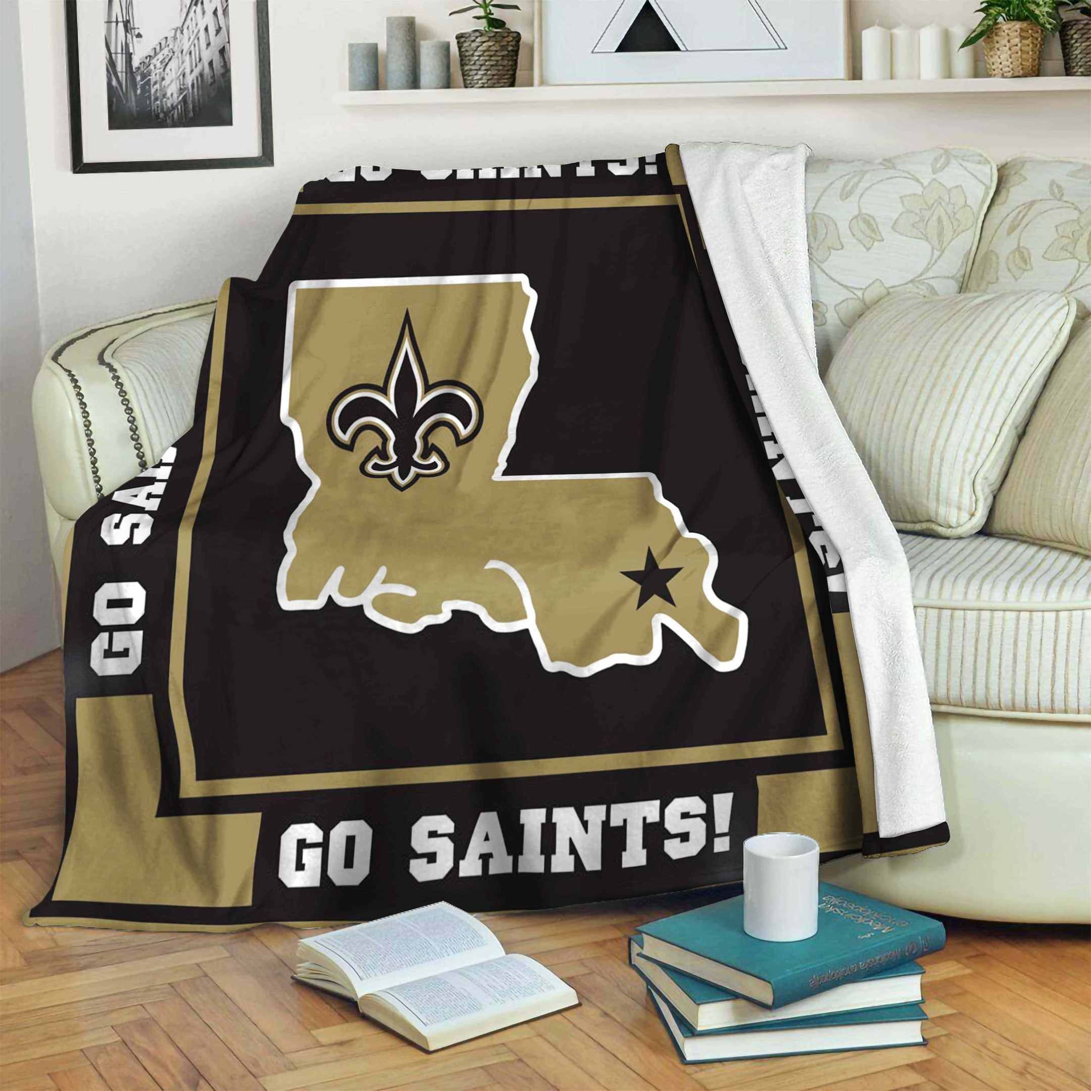 New-Orleans-Saints Sherpa Fleece Blanket Sleepy