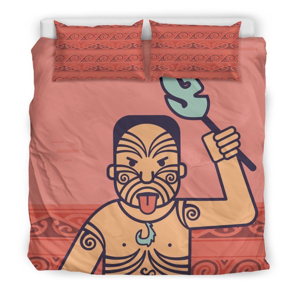 New Zealand Maori Man Pink Bedding Set
