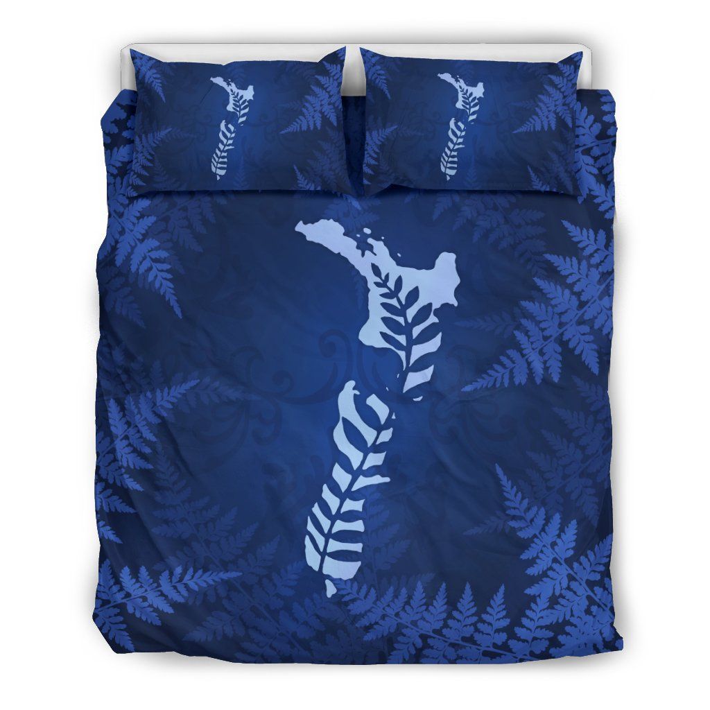 New Zealand Map And Silver Fern Bedding Set