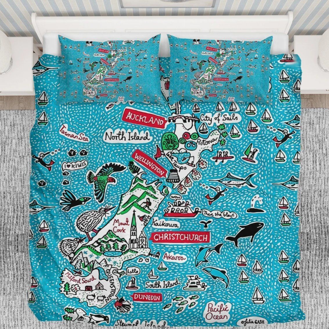 New Zealand Map Bedding Set