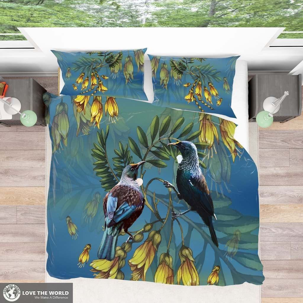 New Zealand Tui Bird And Kowhai Bedding Set