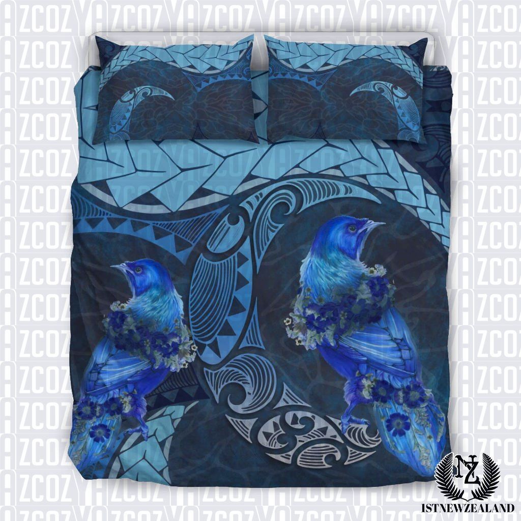 New Zealand Tui Bird With The Maori Ocean Art Bedding Set