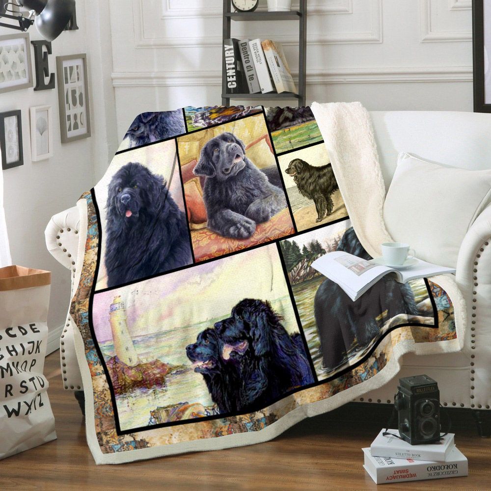 Newfoundland Dog Sherpa Fleece Blanket