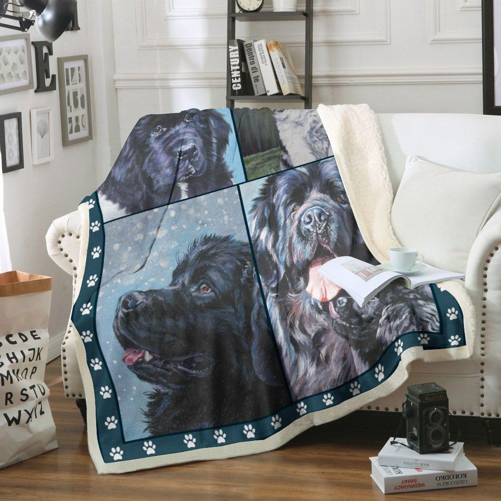 Newfoundland Dog Sherpa Fleece Blanket