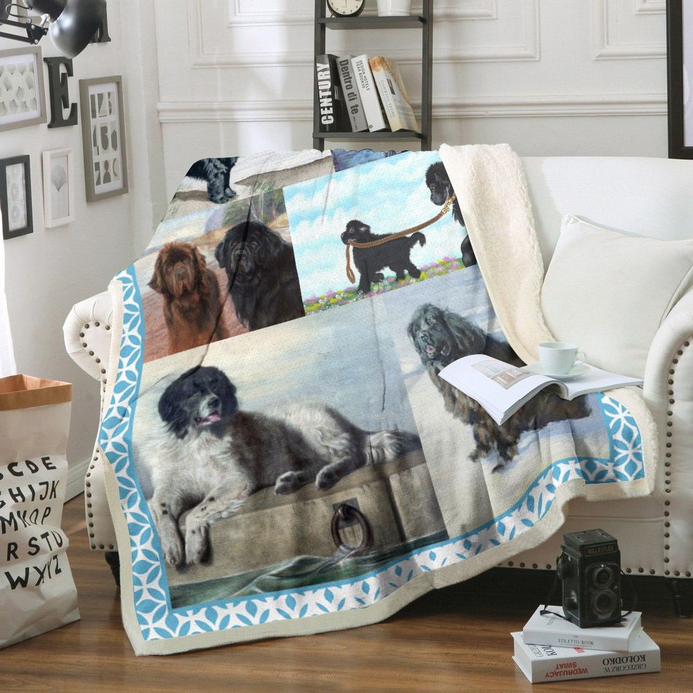 Newfoundland Dog Sherpa Fleece Blanket
