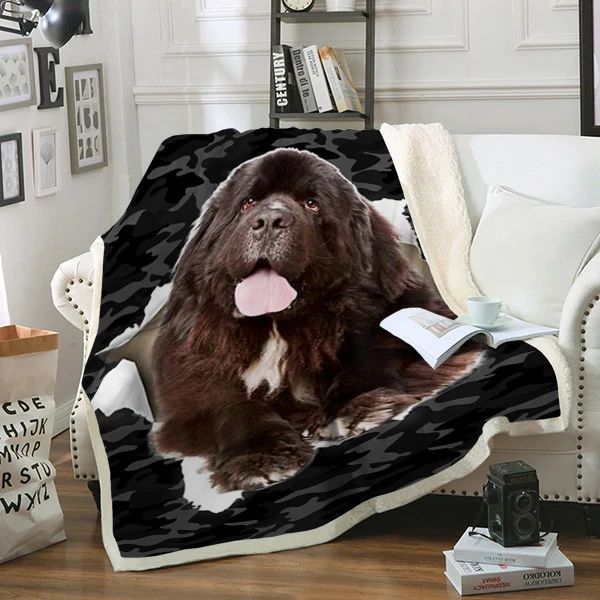 Newfoundland Dog Sherpa Fleece Blanket