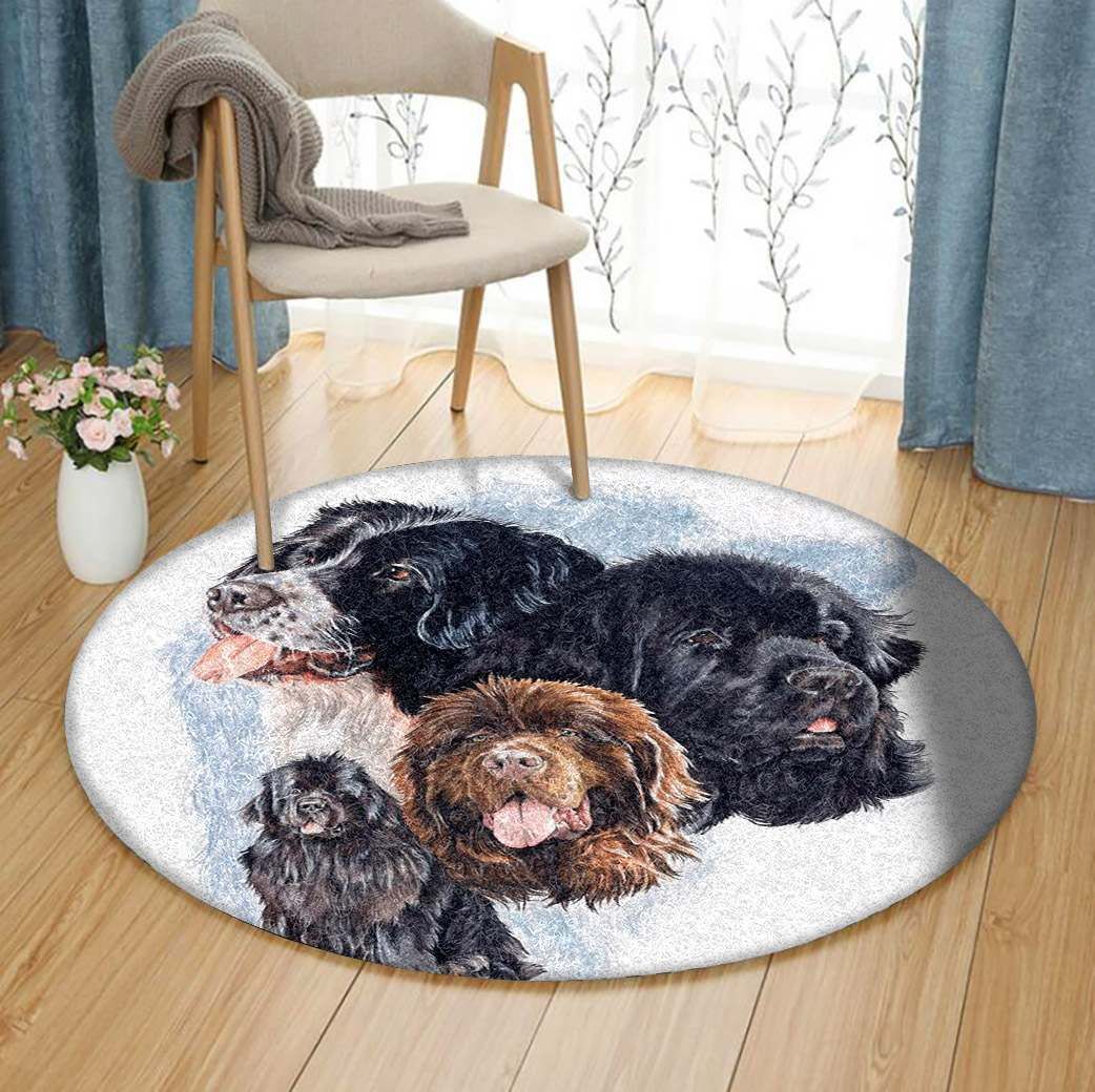 Newfoundland Dog Round Carpet