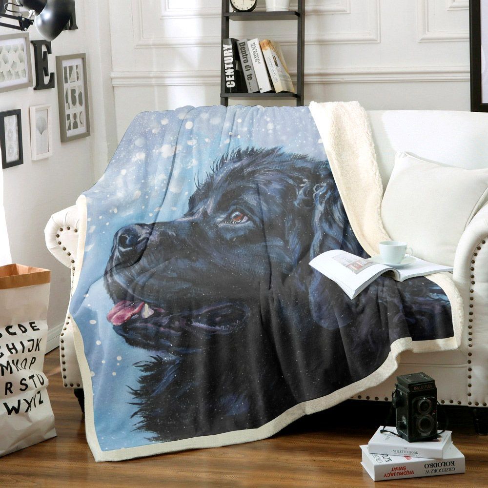Newfoundland Dog Sherpa Fleece Blanket