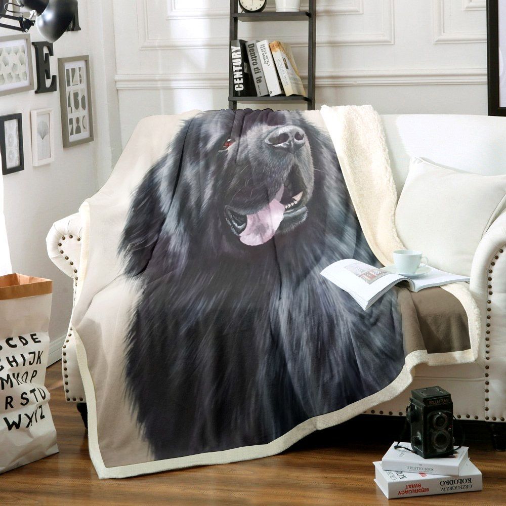 Newfoundland Dog Sherpa Fleece Blanket