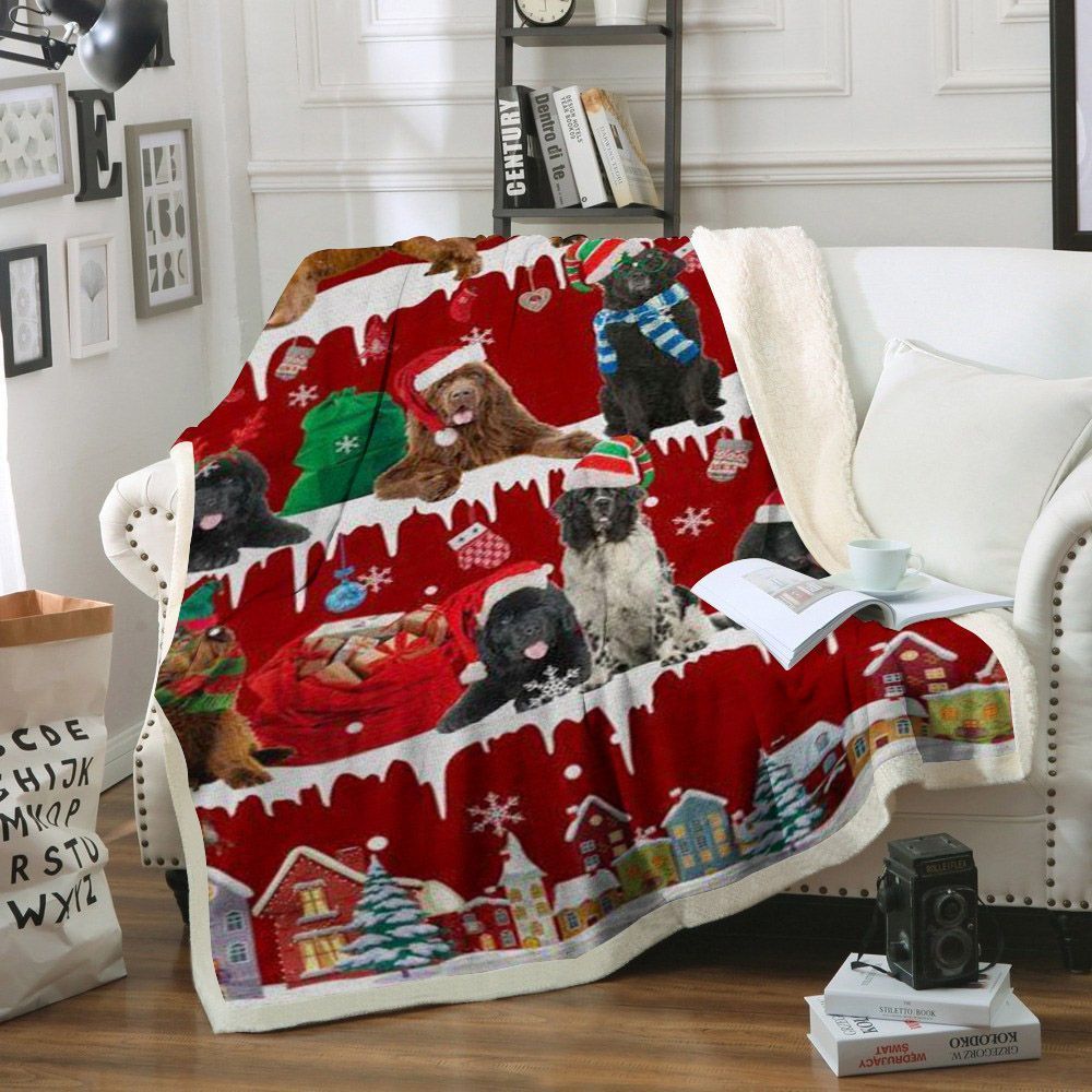 Newfoundland Snow Christmas Sherpa Fleece Blanket