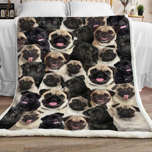 Nice Pug Dog Sherpa Fleece Blanket